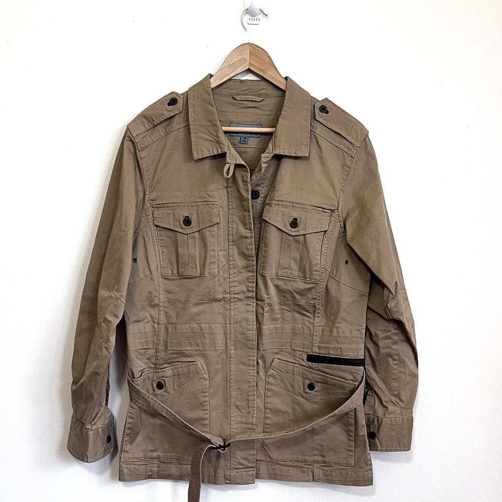 Vintage TravelSmith Field Utility Jacket Womens Medium Khaki Safari Cargo Cotton